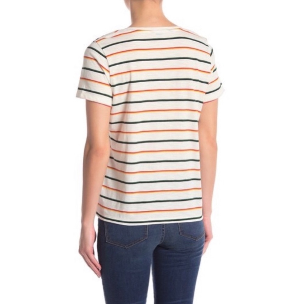 Madewell Women’s V-Neck Short Sleeve Rainbow Stripe T-Shirt, White Size XS - Picture 2 of 12